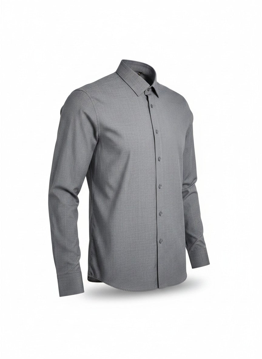 De Niko Charcoal Slim Fit Long Sleeve Dress Shirt