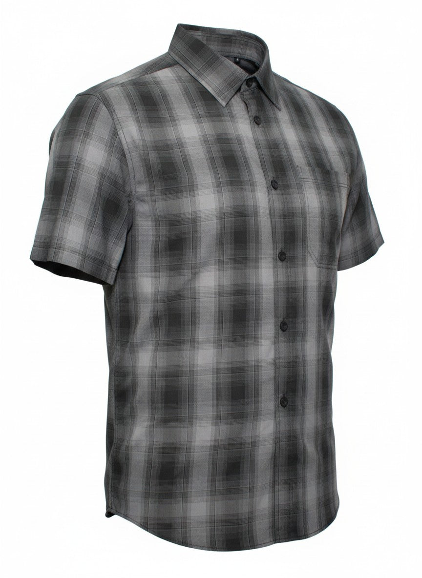 Yago Grey Ombre Plaid Short Sleeve Button Up