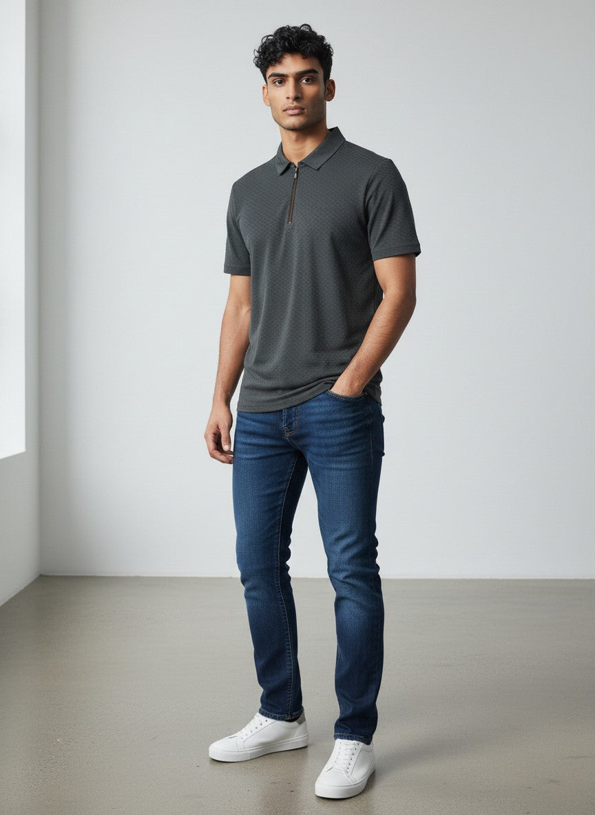 VIP Collection Textured Quarter Zip Polo