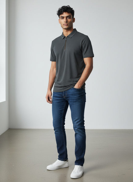 VIP Collection Textured Quarter Zip Polo