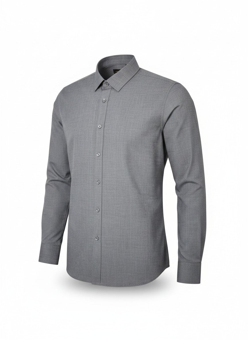 De Niko Charcoal Slim Fit Long Sleeve Dress Shirt