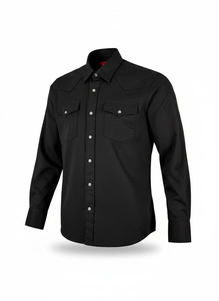 Maximos Black Western Snap Long Sleeve Shirt