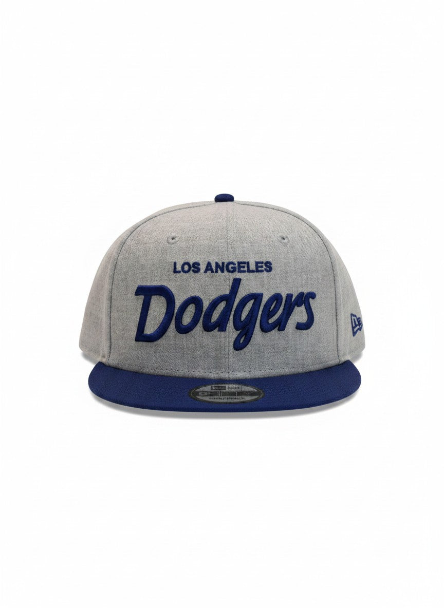 Los Angeles Dodgers New Era Two-Tone Heather Grey & Navy Script Snapback