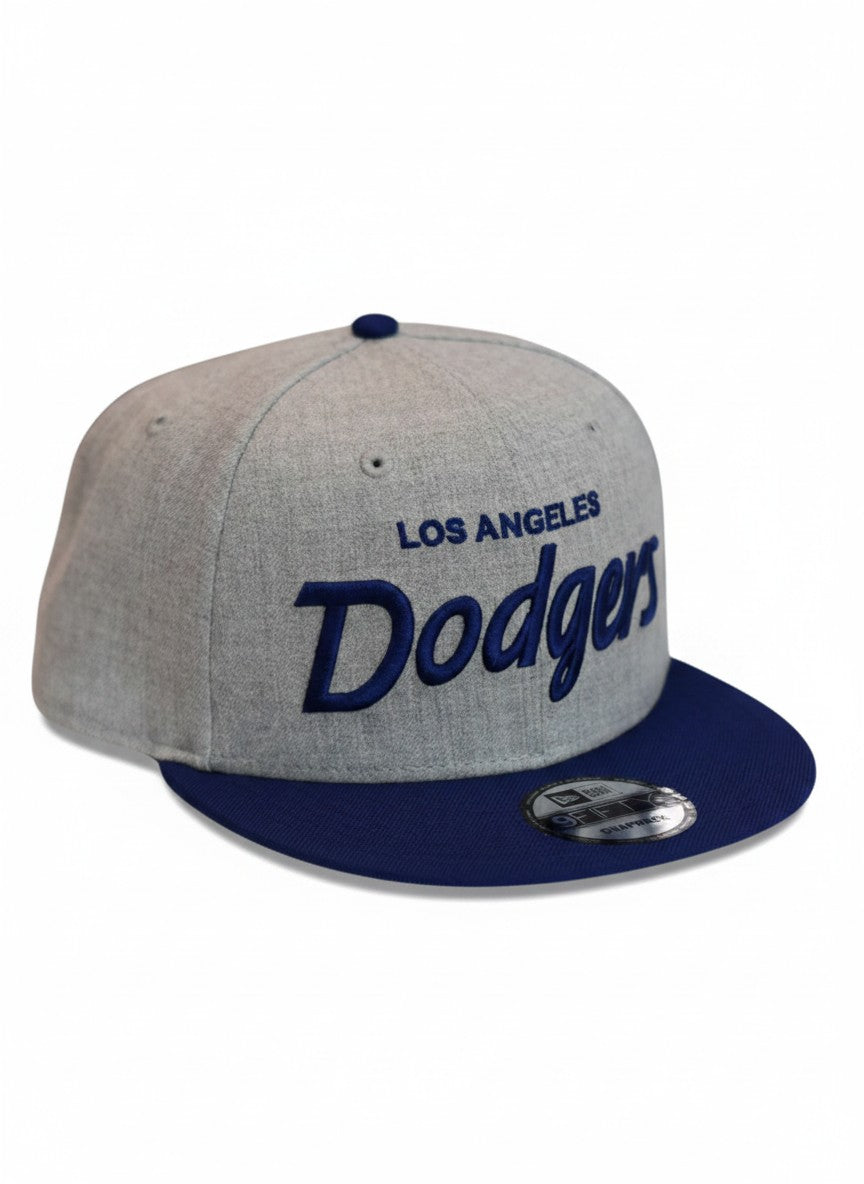 Los Angeles Dodgers New Era Two-Tone Heather Grey & Navy Script Snapback