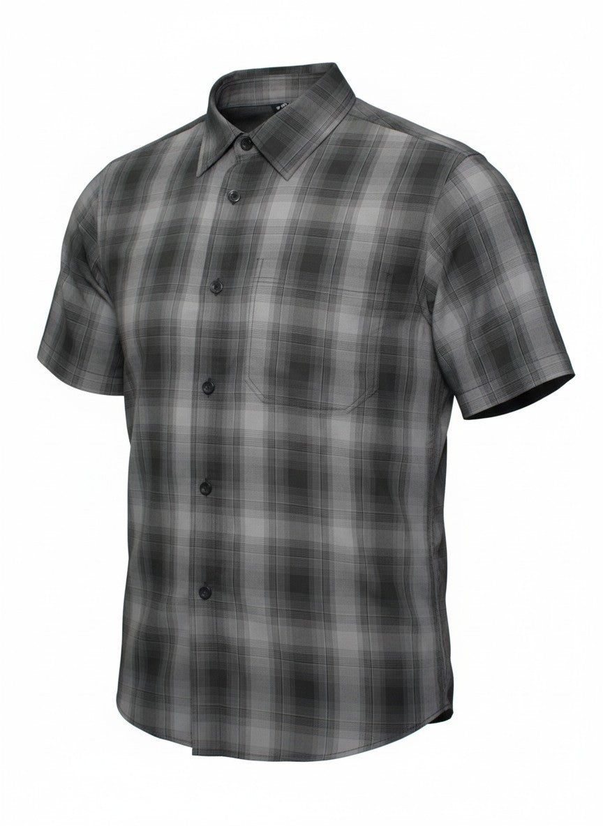 Yago Grey Ombre Plaid Short Sleeve Button Up
