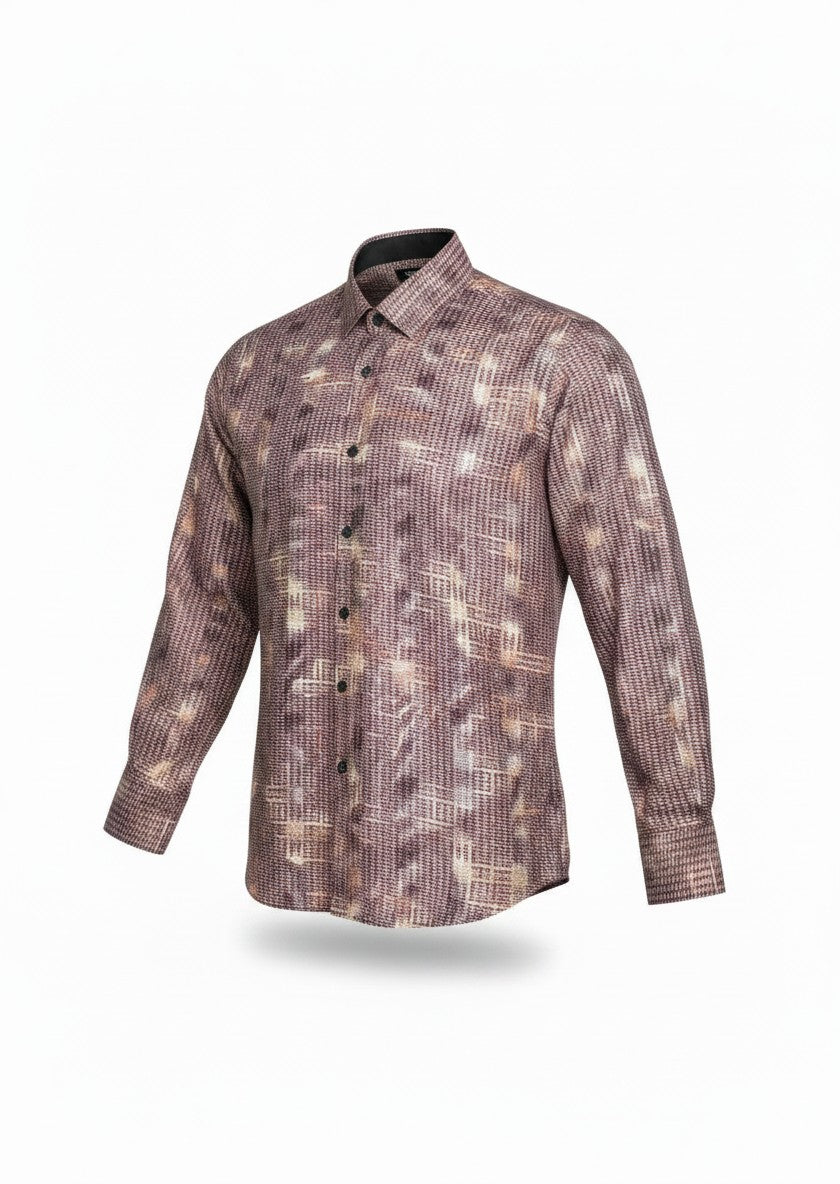 De Niko Geometric Long Sleeve Button Up