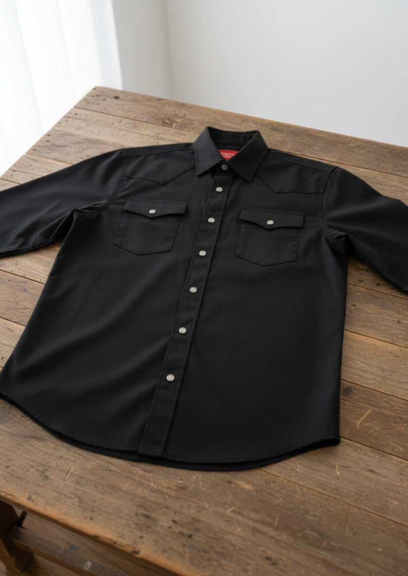 Maximos Black Western Snap Long Sleeve Shirt