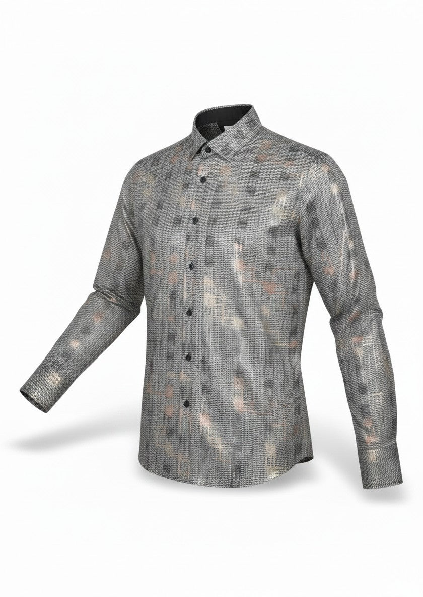 De Niko Geometric Long Sleeve Button Up