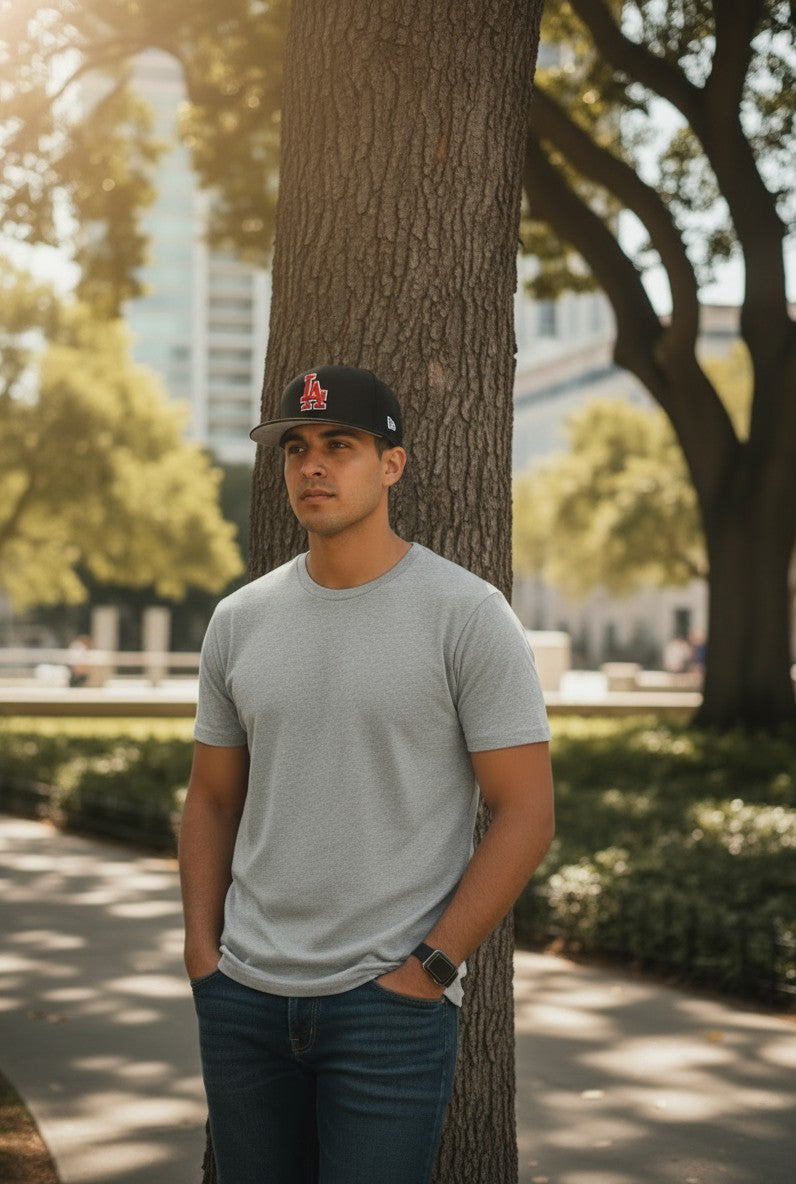 LA Dodgers Black & Red Snapback Cap