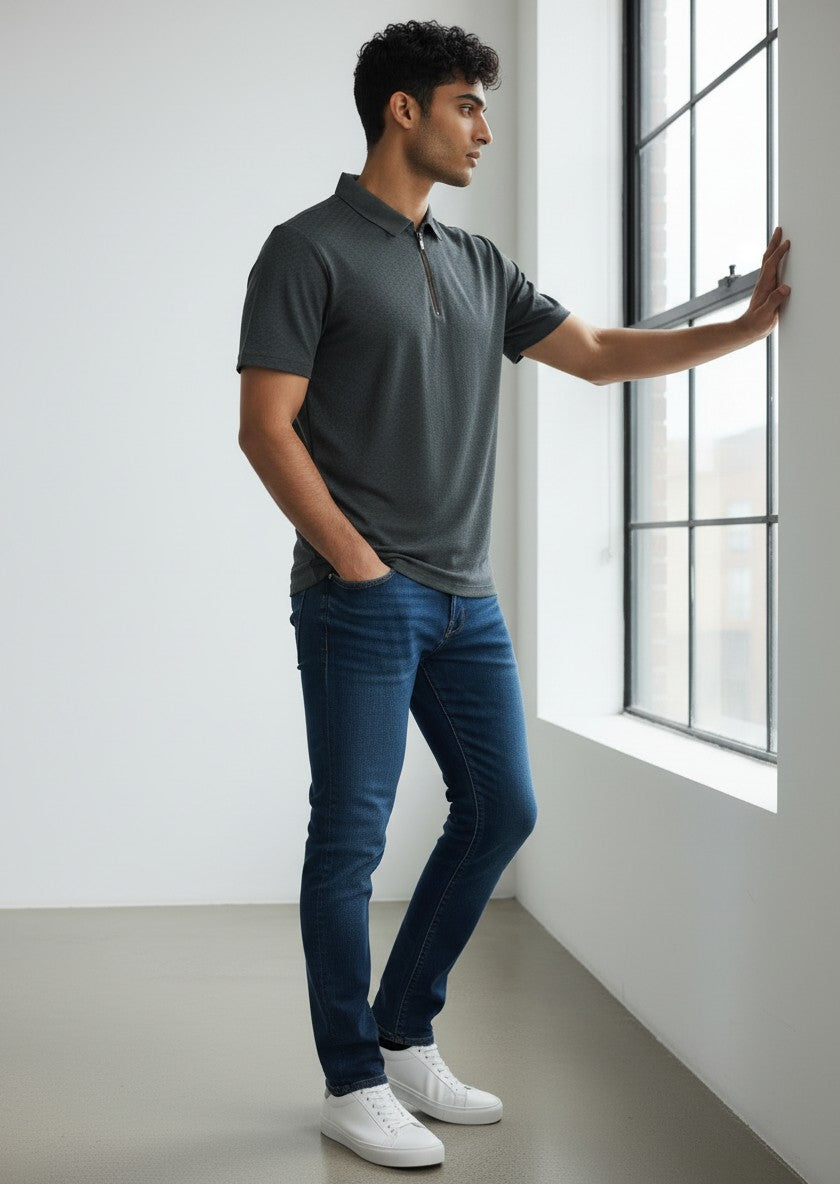 VIP Collection Textured Quarter Zip Polo