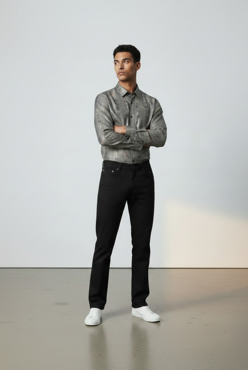 De Niko Geometric Long Sleeve Button Up