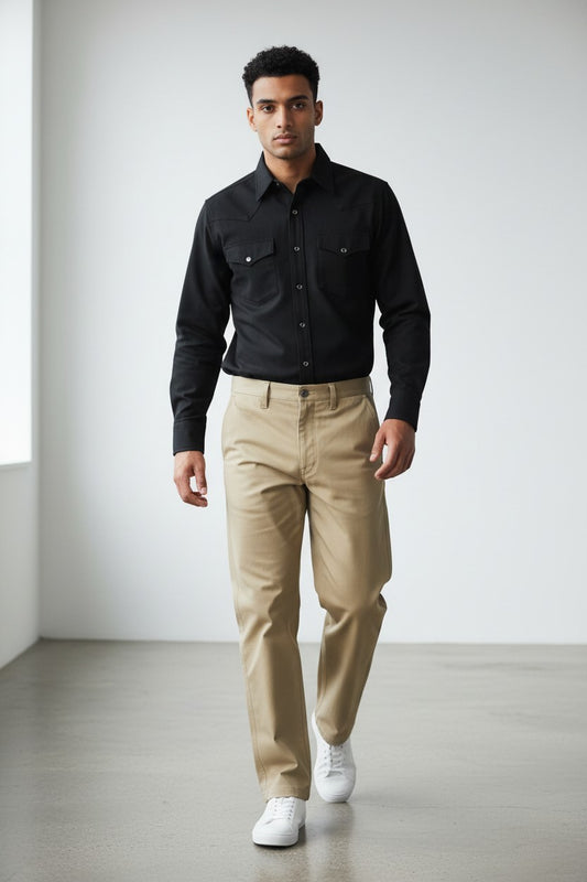 Maximos Black Western Snap Long Sleeve Shirt